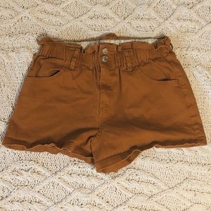 Burnt Orange Paper Bag Shorts